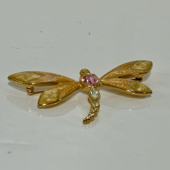 Vintage KJL Kenneth Jay Lane for Avon Goldtone  Dragonfly Brooch - Picture 3 of 10